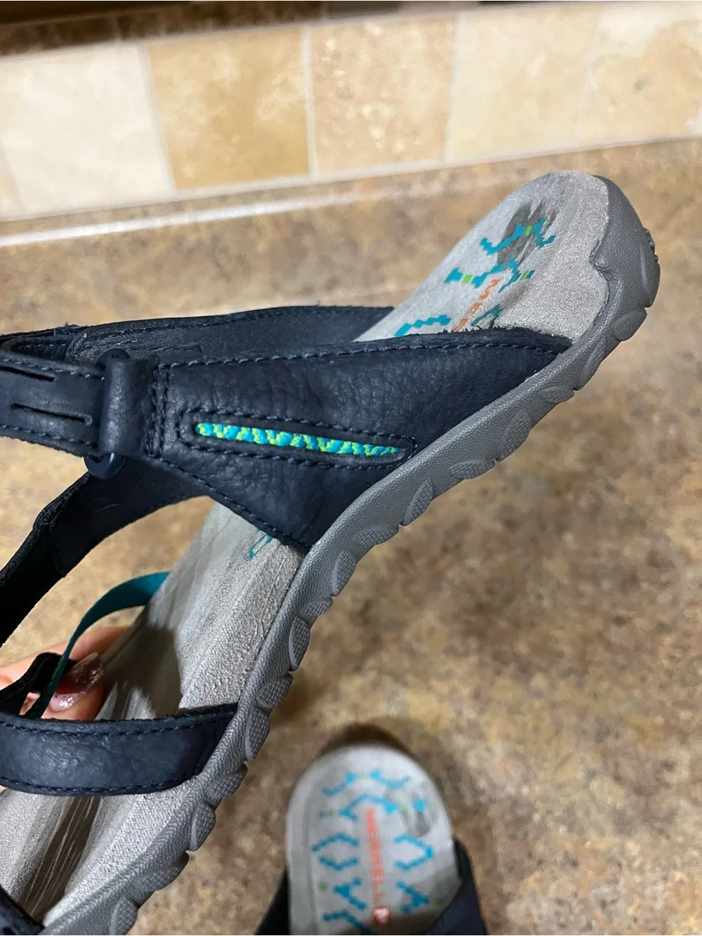 Merrell Women’s Size 8 Navy Leather Strappy Sport Sandals Select Grip Comfort